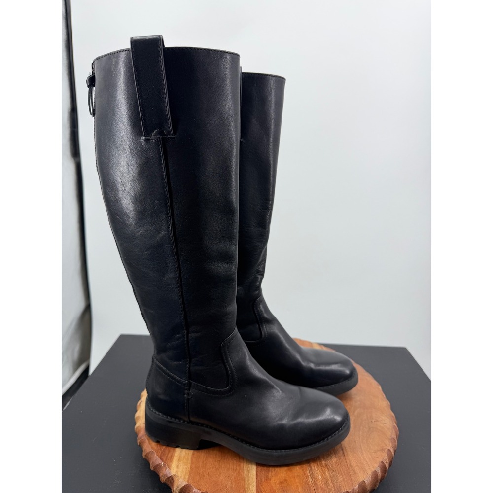 Sofft Samantha III Tall Boot black leather riding boot back zipper Knee High 6
